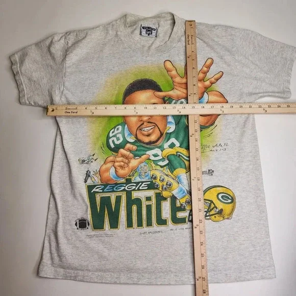 Vintage Reggie White Green Bay Packers Shirt Xplosion Caricature 1994 Size Large - Picture 10 of 14